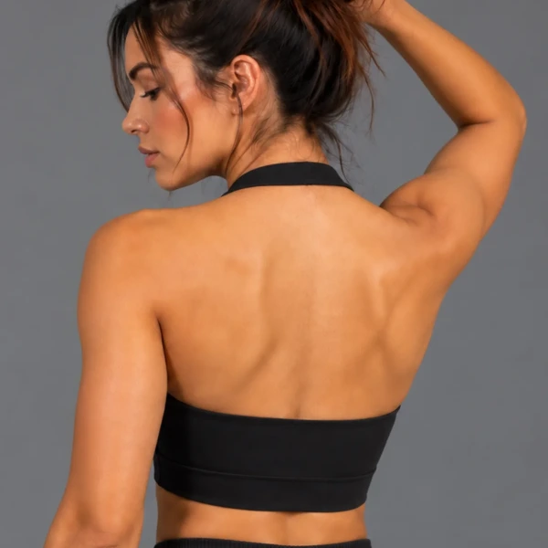 Neovia Sport Bra — Black, back view