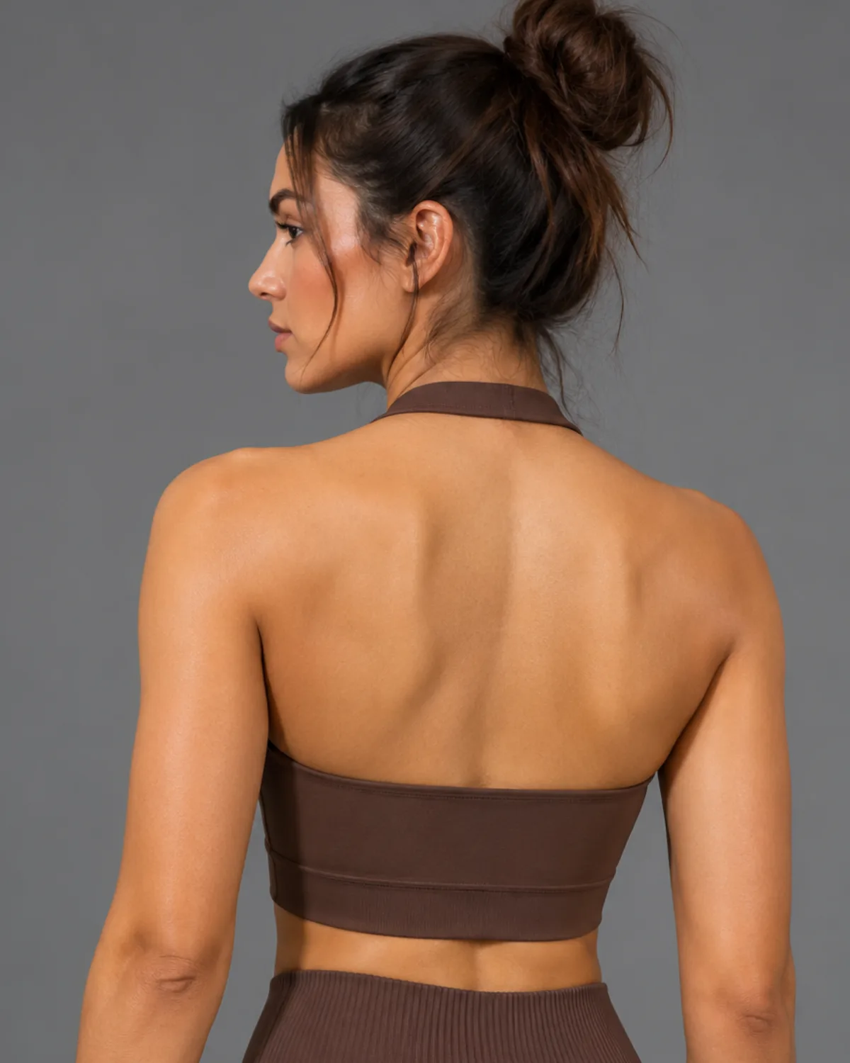 Neovia Sport Bra — Brown, back view
