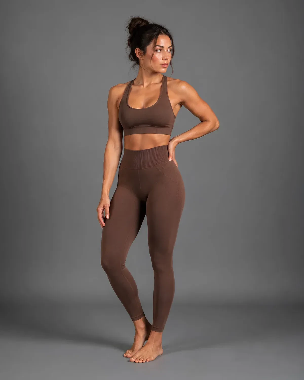 Neovia Sculpting Legging — Brown, front view